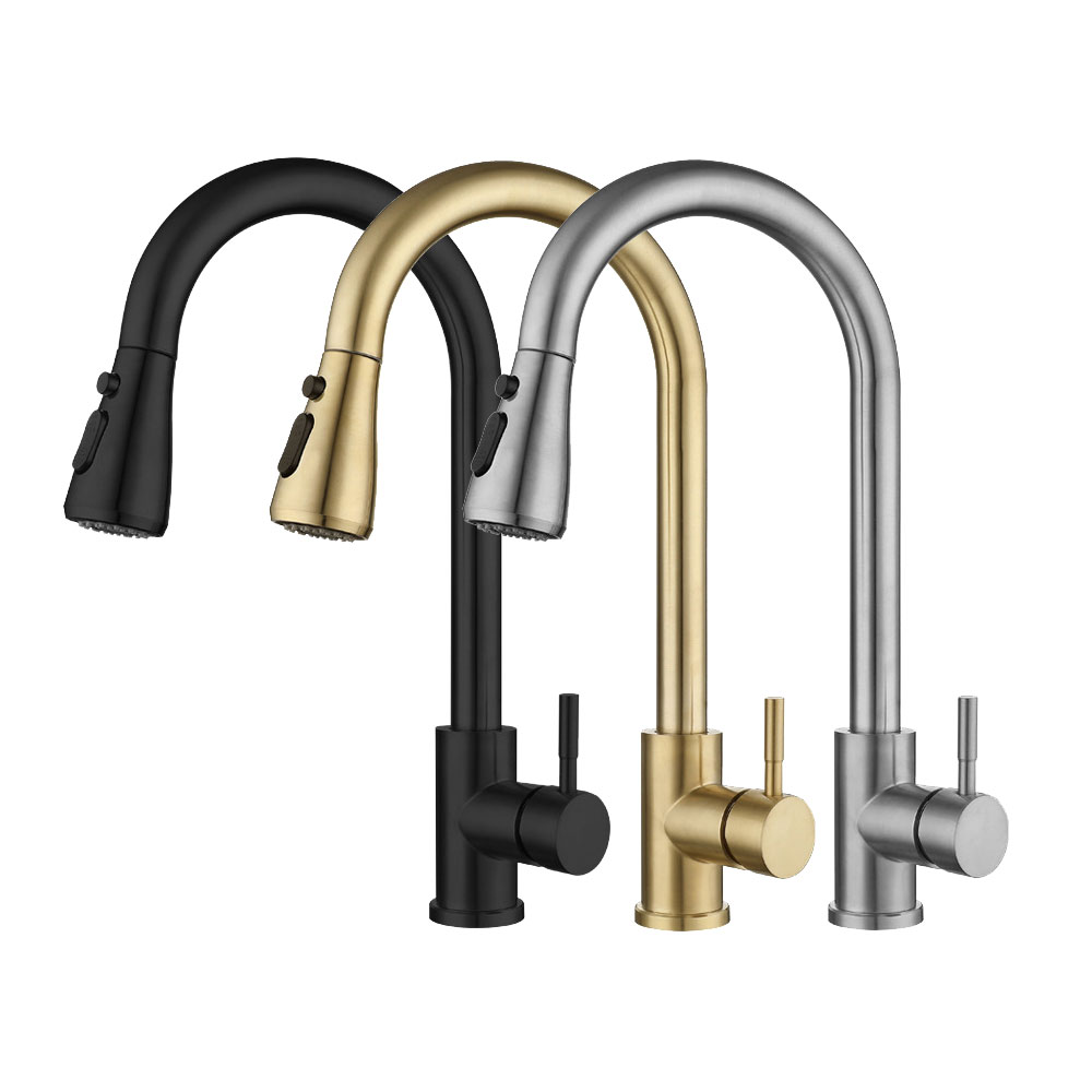 Stainless Steel Pull down Lead Free Kitchen Faucet High Quality Flexible Soft Hose Brass Kitchen Faucet Tap