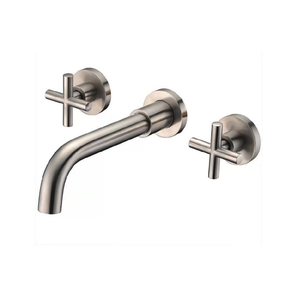 Double cross handles 360 Swivel wall mount Tub Spout basin faucet