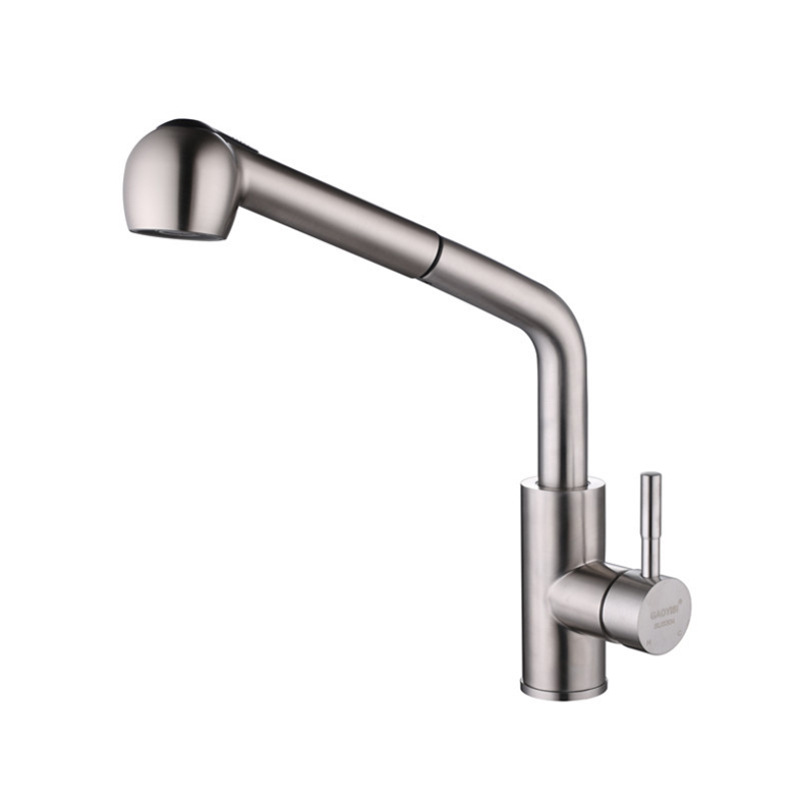 304 Brushed Nickel Stainless Steel Pull Out Kitchen Sink Faucet with Sprayer Bar Facuet