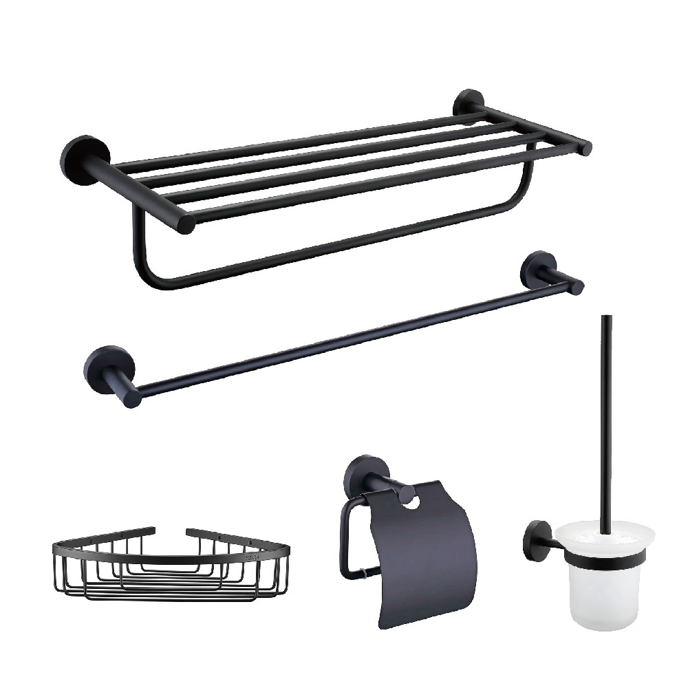 Matt Black Anti-rust 304 Stainless Steel 5 Packs Bathroom Accessories Set