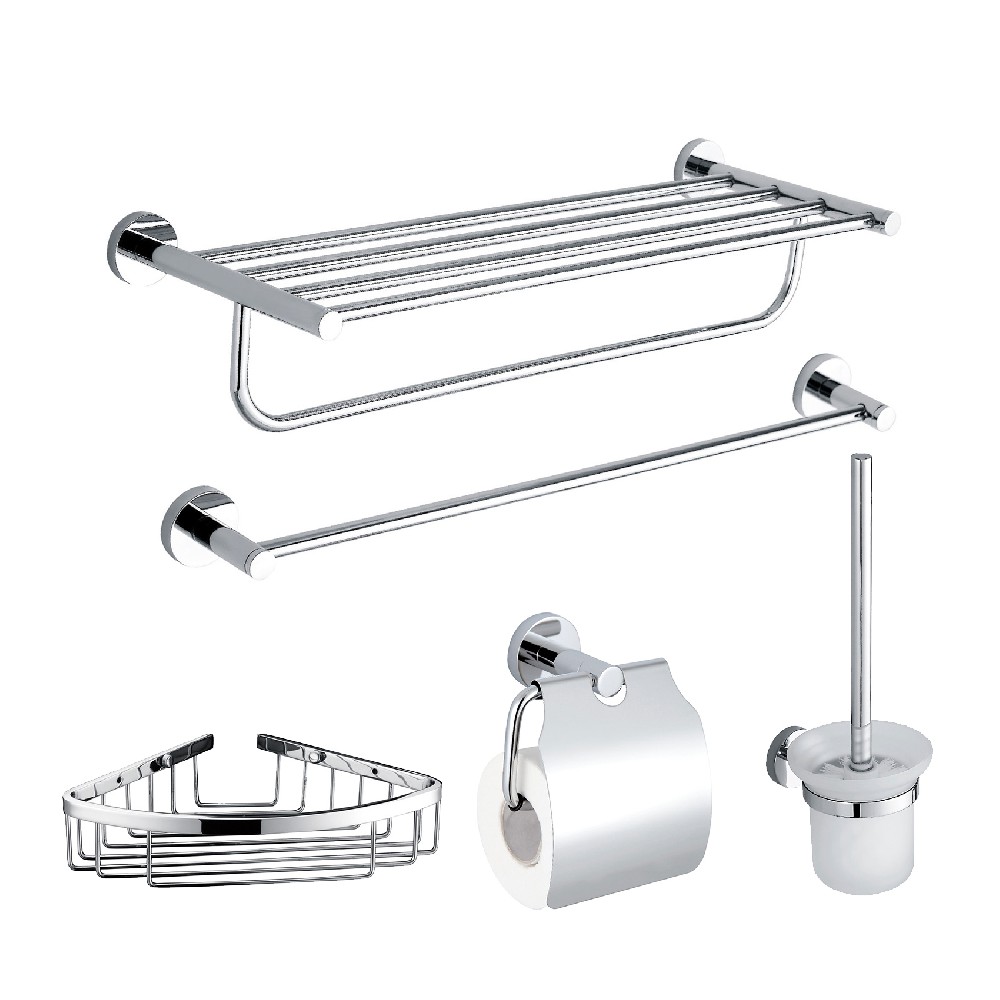 Polished Chrome Anti-rust 304 Stainless Steel 5 Packs Bathroom Accessories Set